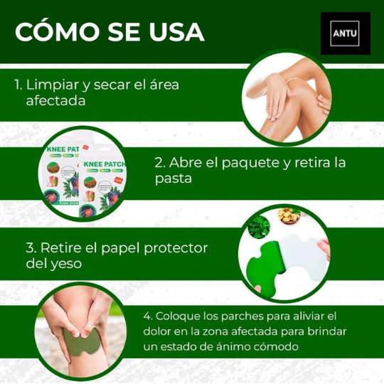 Parches de Rodilla Naturales – Alivio del Dolor – Ayuda a Mejorar la Movilidad de forma Segura - Lleva 6 y Paga 1