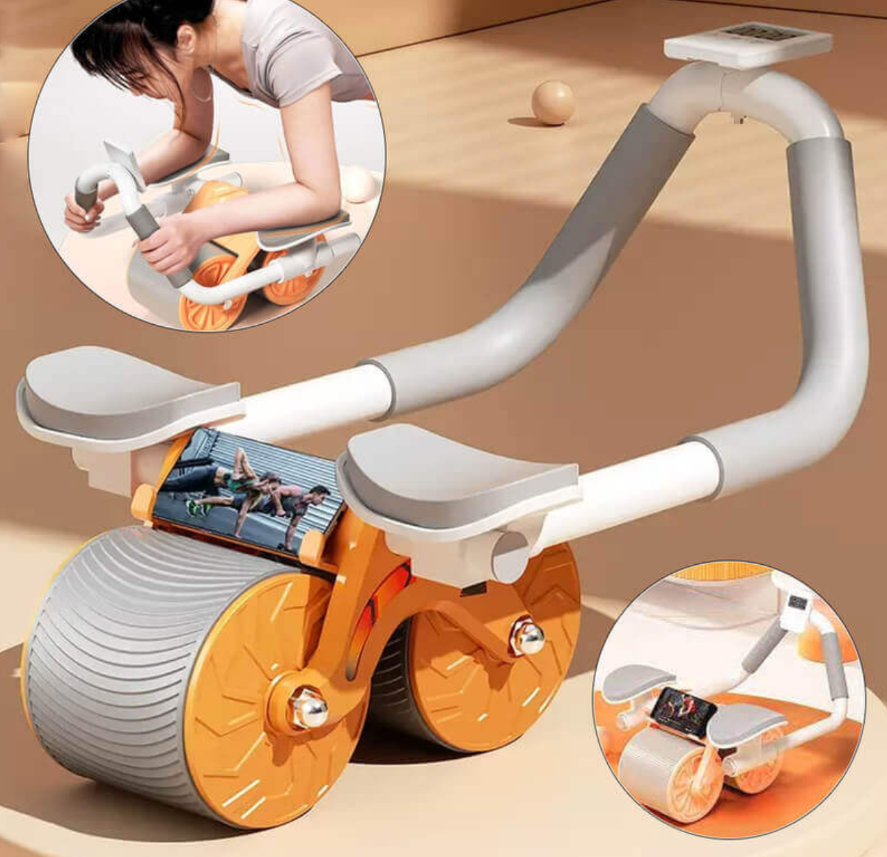 CoreRebound:"Rueda Abdominal Soporte Con Auto Rebote + Porta celular  de Regalo 🎁.