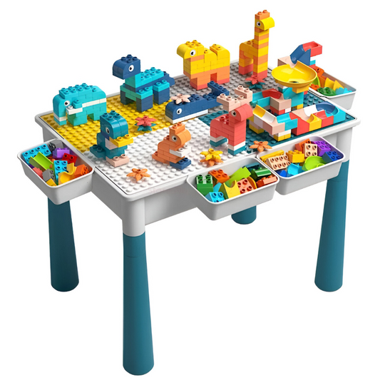 LEGO Play & Build Set: "Mesa Legos Juegos De Bloques Infantil+Set de Bloques + 2 Sillas